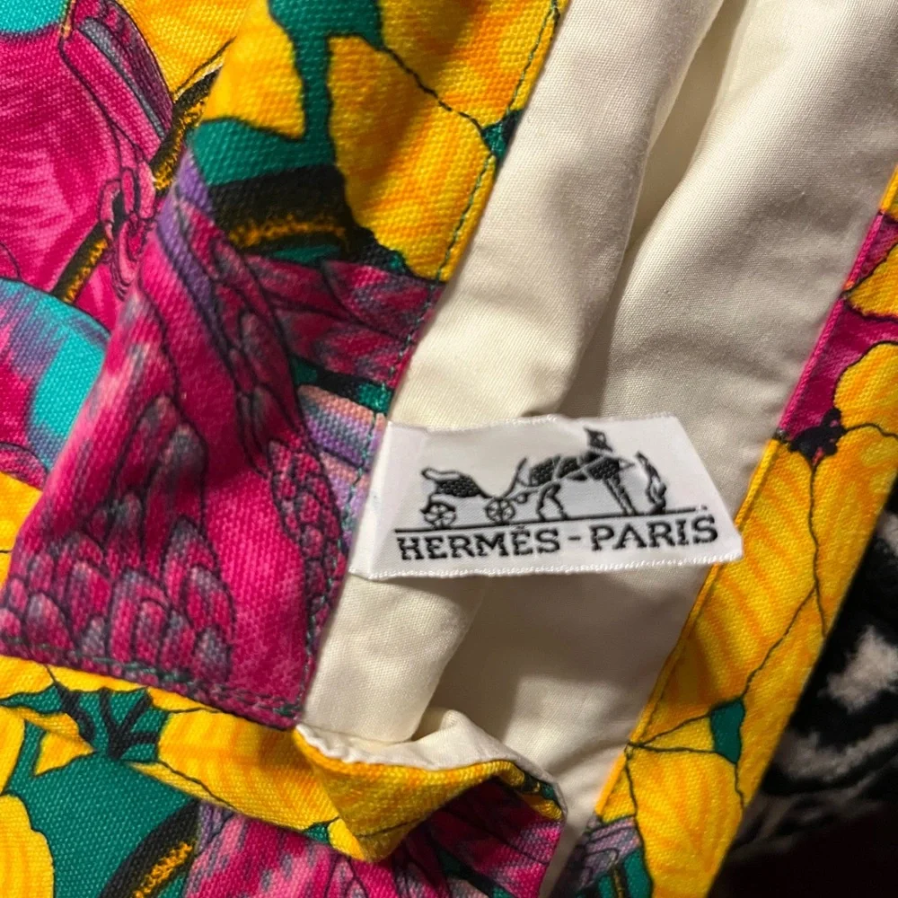 HERMES VINTAGE EUC COA* Les Perroquet Tote - Picture 13 of 14